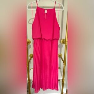 Sam Edelman Pleated Midi Pink Dress Size Large